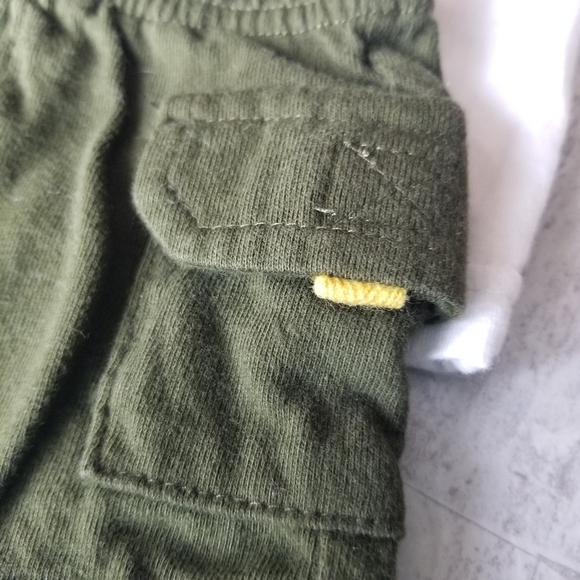 Born to Explore Carter's 3 mo olive green and yellow short/shirt set - Picture 14 of 16